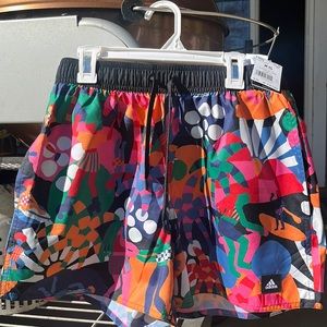 Adidas black and better scarlet swim trunks